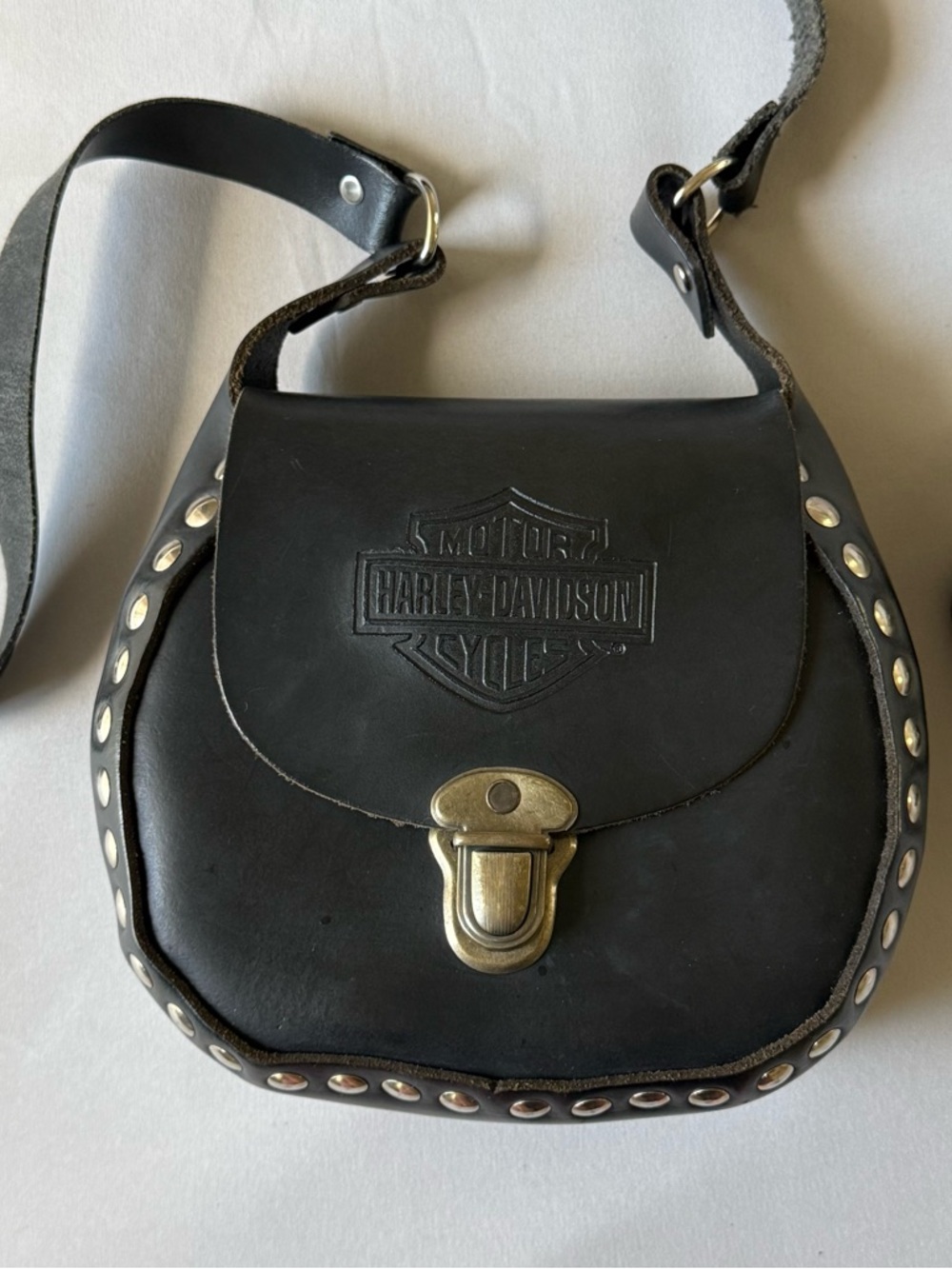 Harley-Davidson Black Leather Studded Flap Crossbody with Wallet - Picture 2 of 10